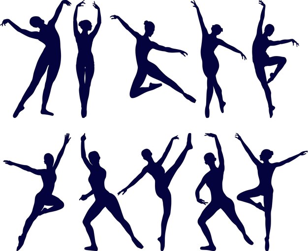 Vecteur silhouette de danseuse dans une danse plate
