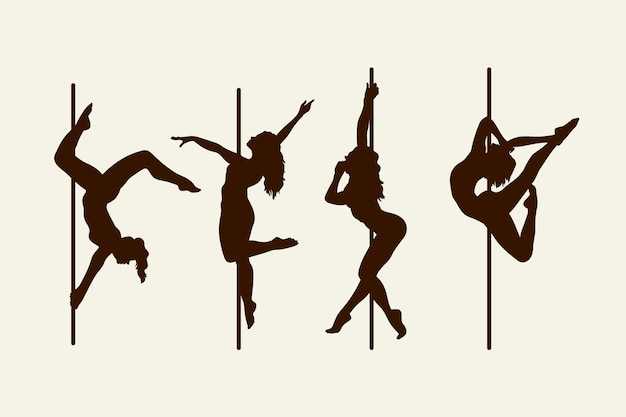 Vecteur silhouette de danseuse de poteau dessinée à la main