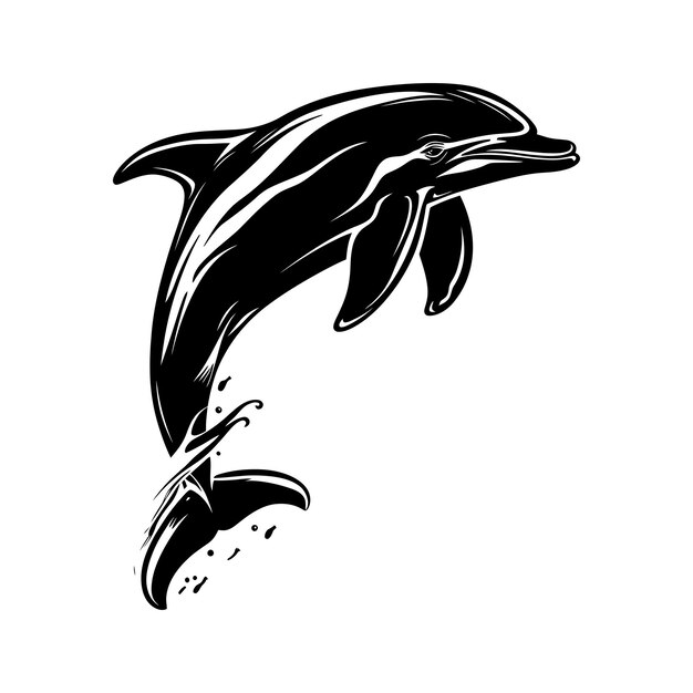 Vecteur silhouette dauphin couleur noire seulement