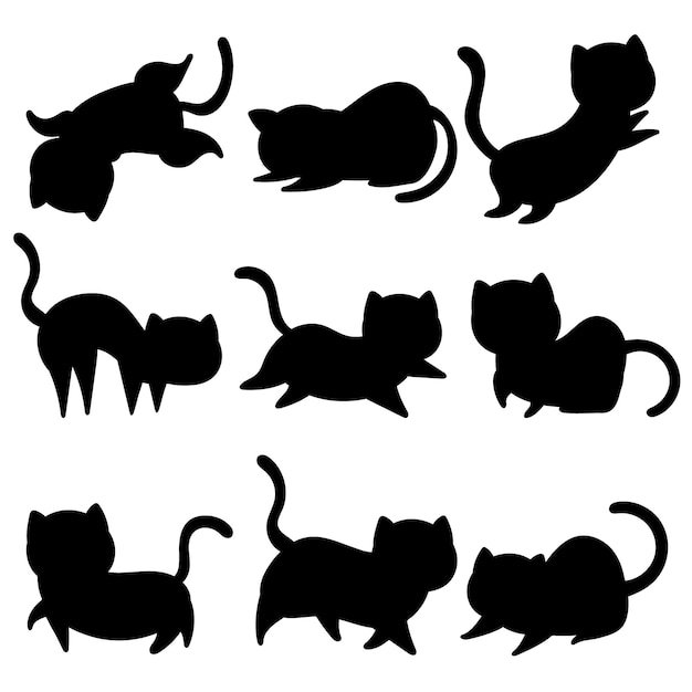 Silhouette de dessin animé de chats Kitty