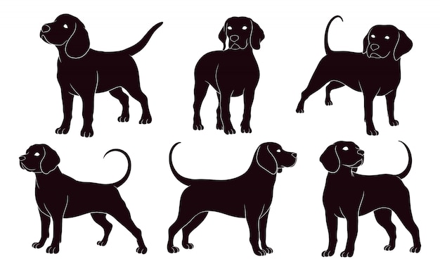 silhouette dessinée à la main de chien beagle