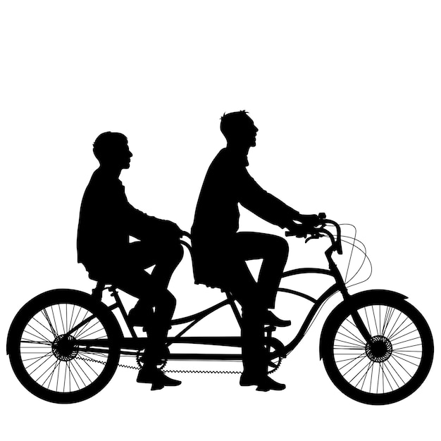 Silhouette de deux athlètes sur vélo tandem