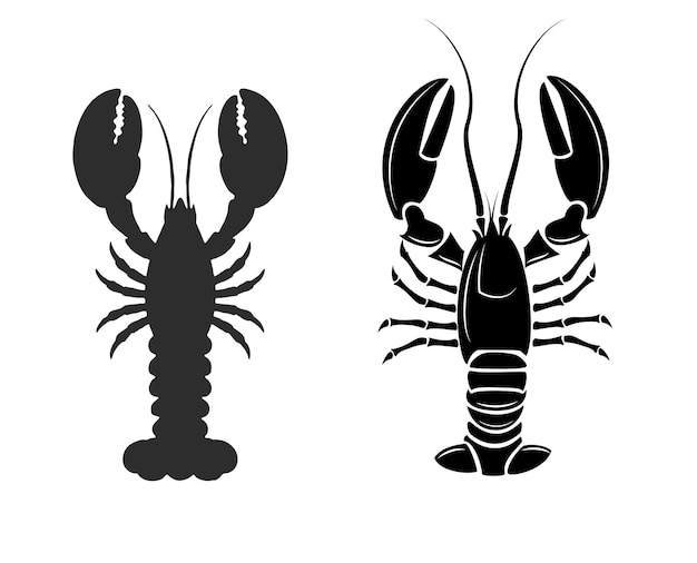 Vecteur silhouette de deux grands homards