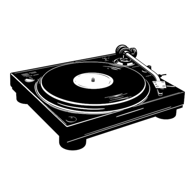 Vecteur silhouette dj plateau tournant couleur noire seulement