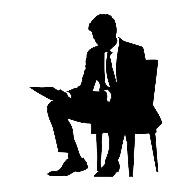 Vecteur silhouette de document de lecture exécutif clipart en noir et blanc