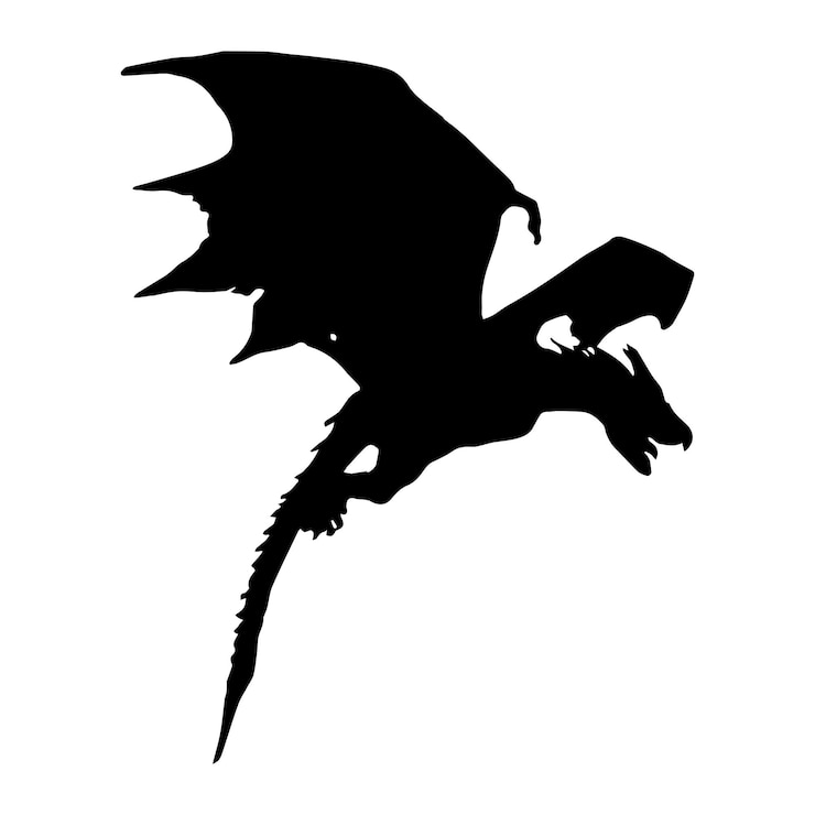 Vecteur silhouette de dragon isolé noir sur fond blanc