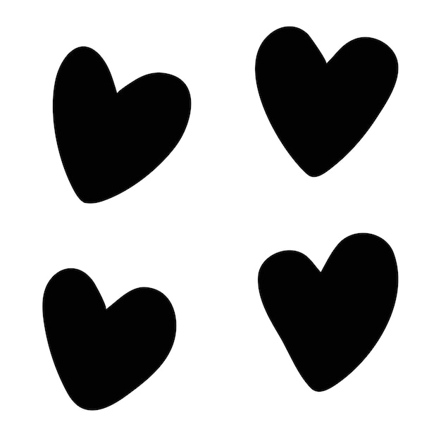 Vecteur la silhouette du cœur est un vecteur simple et mignon. l'icône de l'amour du cœur est une silhouette noire.