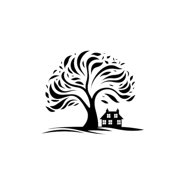 Vecteur la silhouette du logo simple de la maison d'arbre