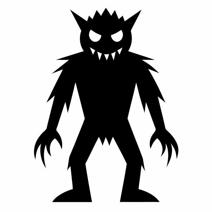 Vecteur la silhouette du monstre d'halloween vecteur noir