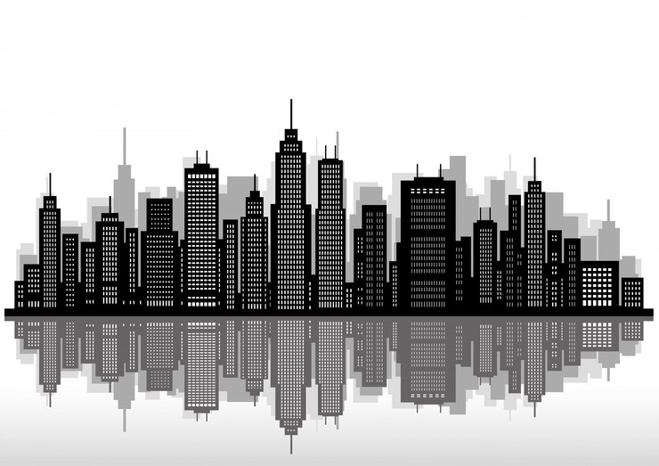 Vecteur silhouette du paysage urbain