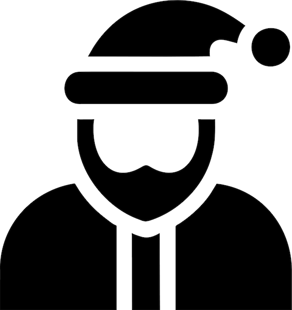 Silhouette Du Père Noël Simple Avec Icône D'avatar De Barbe En Illustration Vectorielle De Style Plat