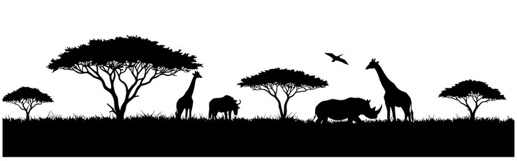 Vecteur silhouette du safari africain