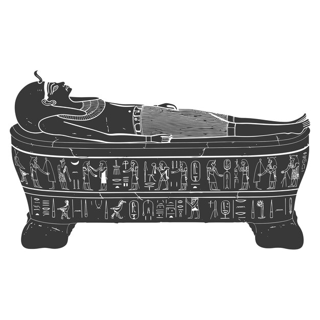 Vecteur silhouette du sarcophage de l'égypte ancienne couleur noire seulement