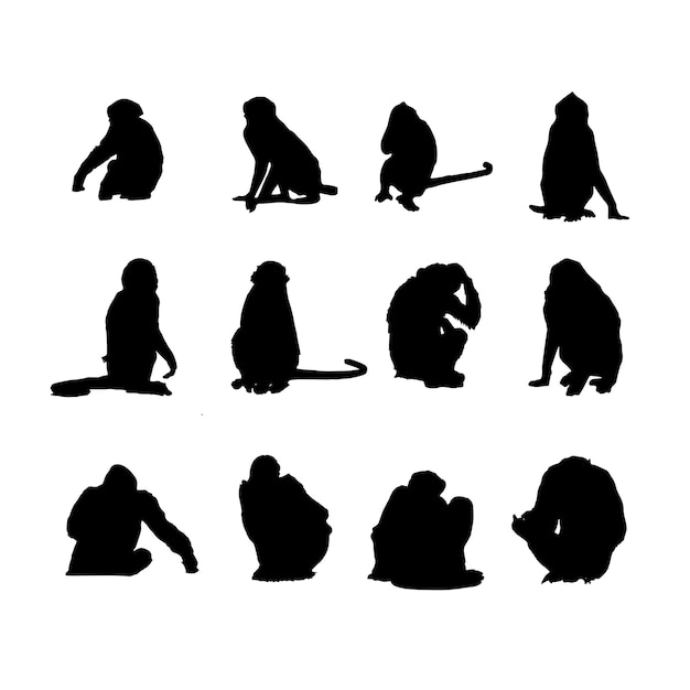 Vecteur la silhouette du singe assis