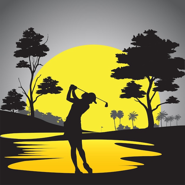 Vecteur la silhouette du terrain de golf