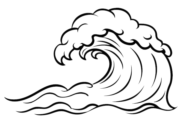 Vecteur silhouette du vecteur du tsunami