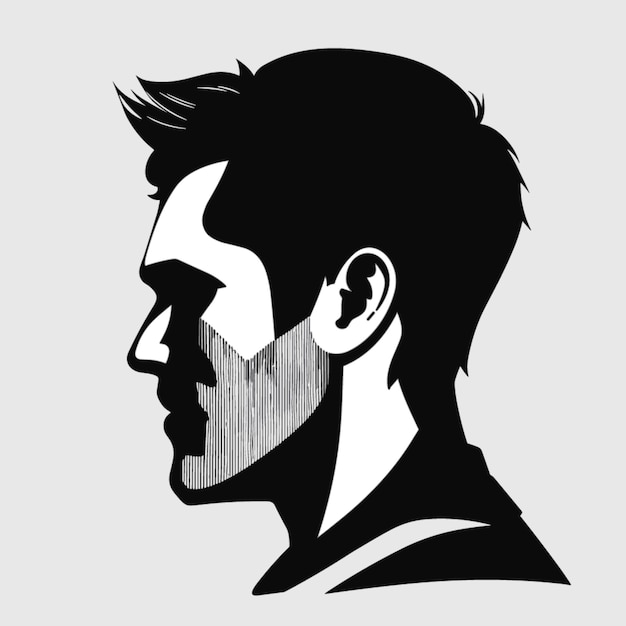 silhouette du visage de l'homme style vectoriel de dessin animé