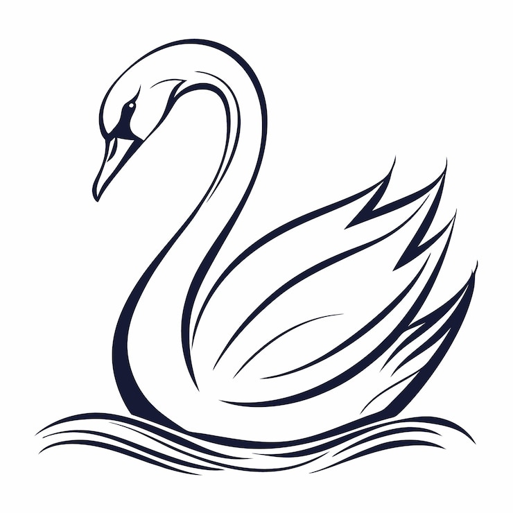Vecteur une silhouette élégante de cygne noir et blanc