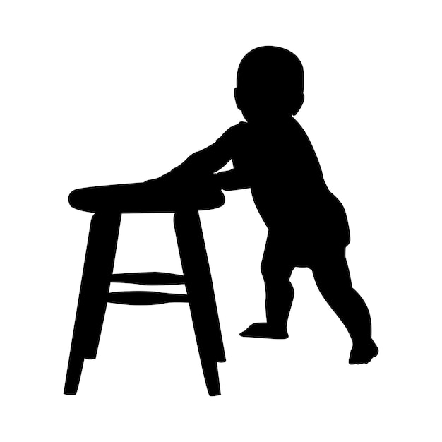 Vecteur silhouette d'un enfant sur fond blanc