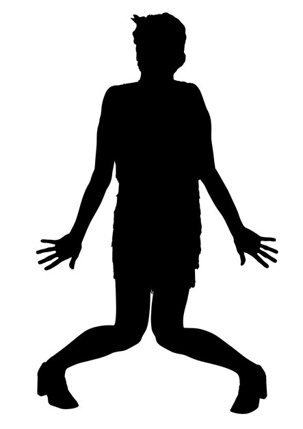 Silhouette D'un Enfant S'amusant Isolé Sur Fond Blanc Illustration Vectorielle Dans Un Style Plat