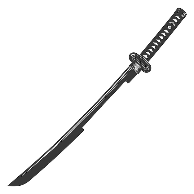 Silhouette De L'épée Katana Couleur Noire Seulement Pleine