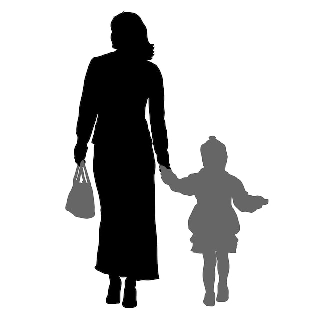 Vecteur silhouette de famille heureuse sur fond blanc illustration vectorielle