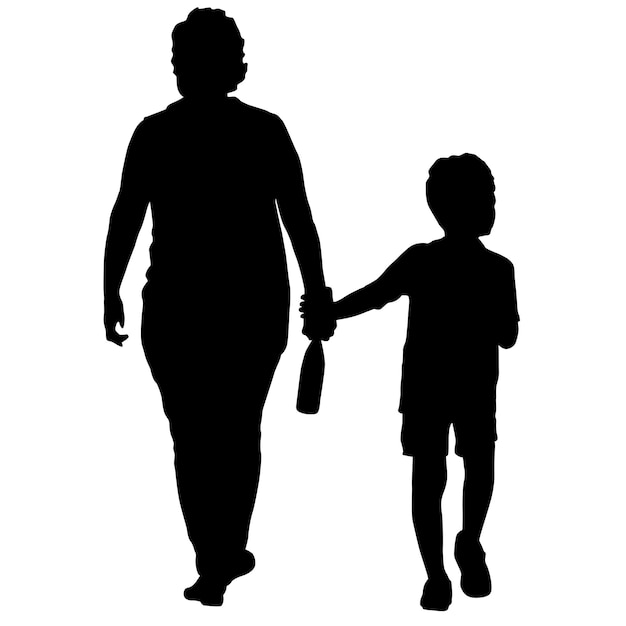 Silhouette de famille heureuse sur fond blanc