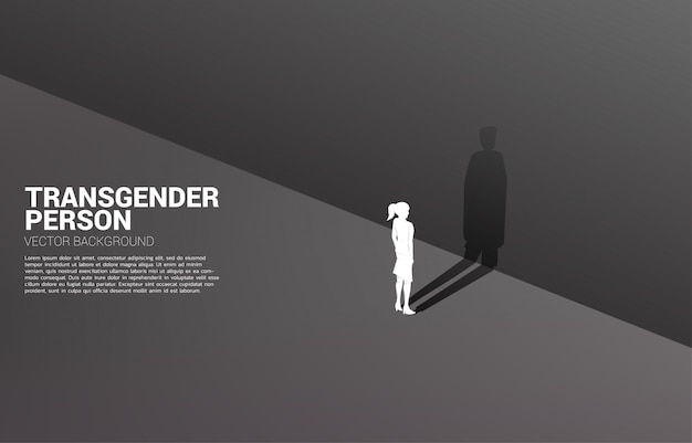 Vecteur silhouette de femme d'affaires et son ombre d'homme d'affaires.concept de personnes transgenres et lbgt