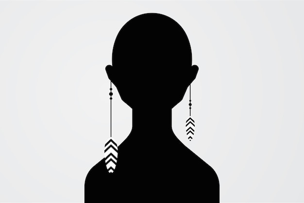 Vecteur silhouette d'une femme africaine avec une boucle d'oreille élégante. beau vecteur de fille noire.