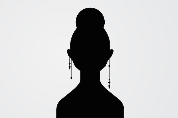 Vecteur silhouette d'une femme africaine avec coiffure chignon et boucle d'oreille. belle conception de vecteur de fille noire