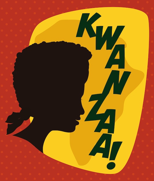 La silhouette d'une femme afro-américaine annonce les vacances de Kwanzaa