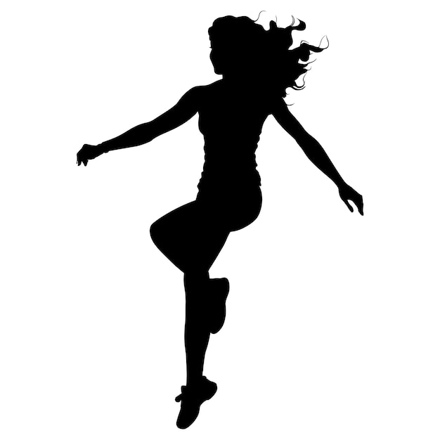 Vecteur silhouette d'une femme athlétique sautant