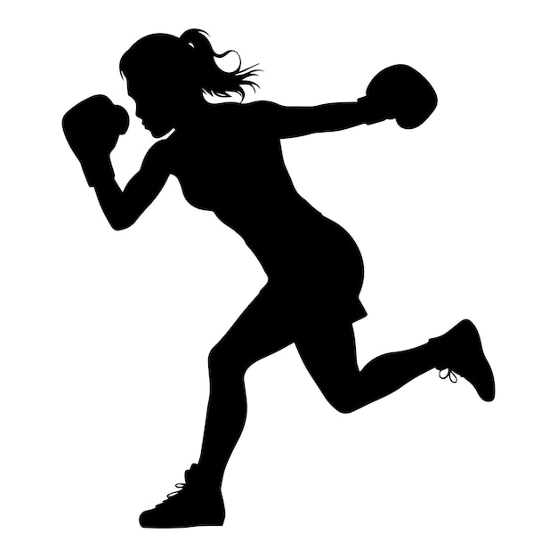 silhouette d'une femme de boxe