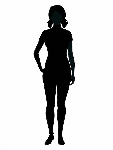 Une Silhouette D'une Femme Dans Une Robe Et Un Chapeau