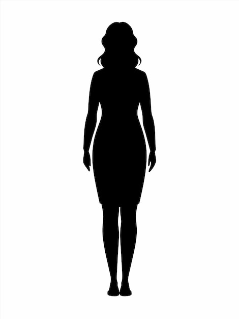 Une Silhouette D'une Femme Dans Une Robe Et Un Chapeau