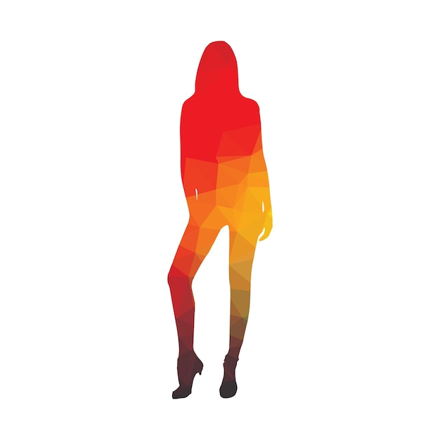 Vecteur silhouette d'une femme dans un style polygonal coloré