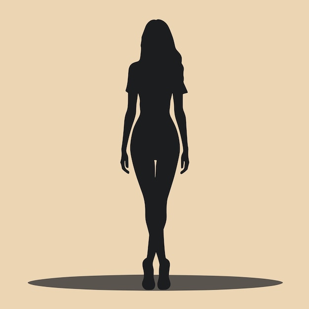 Silhouette de femme debout femme célibataire debout seule illustration vectorielle