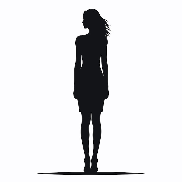 Silhouette de femme debout femme célibataire debout seule illustration vectorielle