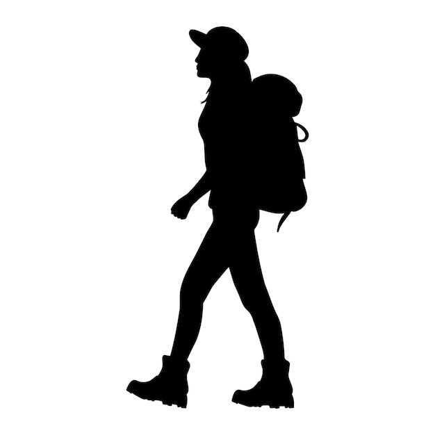 La Silhouette D'une Femme à Dos D'aventure Illustration Vectorielle