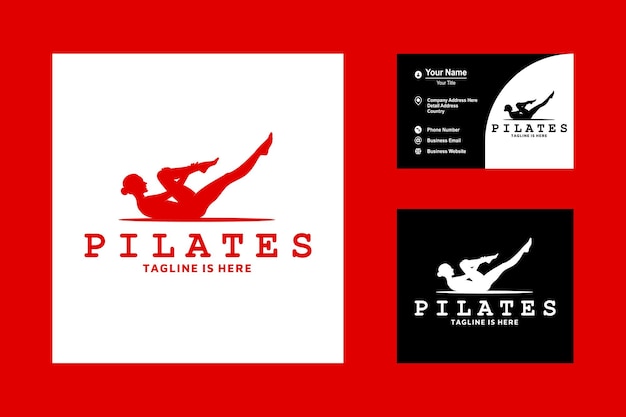 Silhouette Femme Faisant Des Exercices Pilates Stretching Fitness Icon Logo Vector Design Inspiration