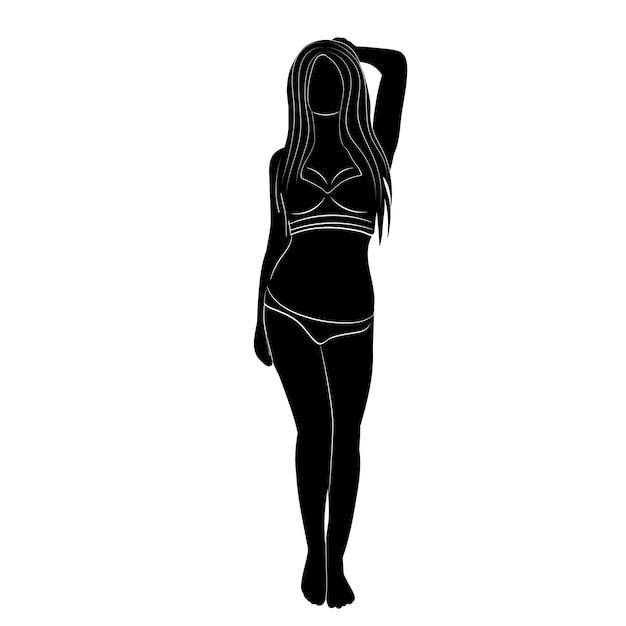 Vecteur silhouette de femme sur fond blanc