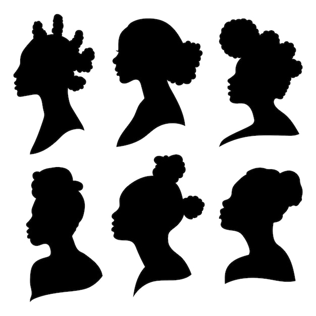 Vecteur silhouette de femme noire dessinée à la main