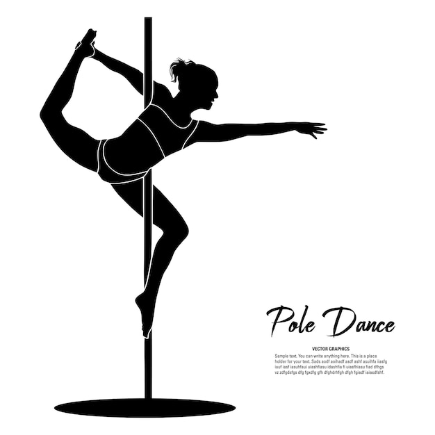 Vecteur silhouette de femme pratiquant la pole dance illustration vectorielle