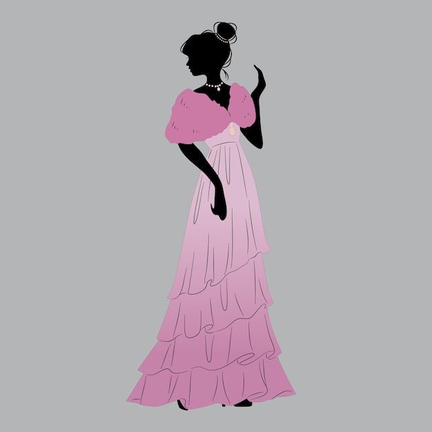 Vecteur silhouette d'une femme vêtue d'une robe rose