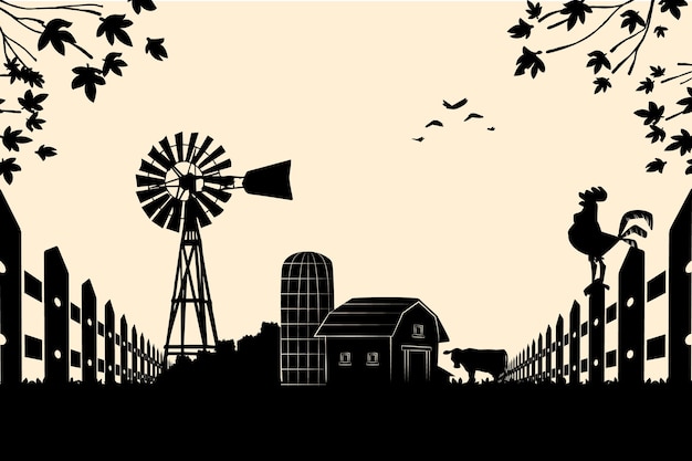 Silhouette de ferme dessinée à la main