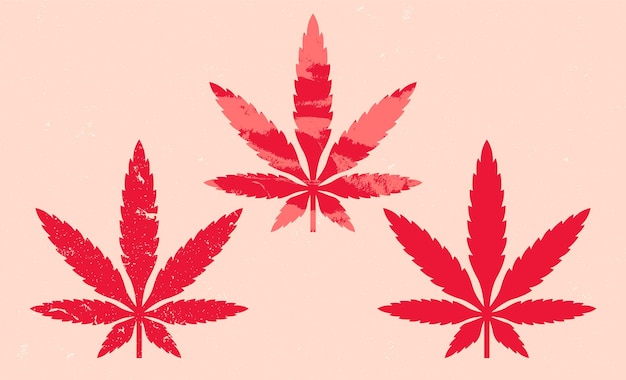 Silhouette de feuille de cannabis en texture grunge