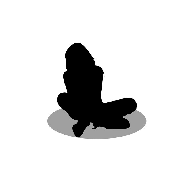 Vecteur silhouette d'une fille assise