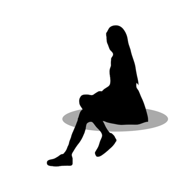 Vecteur silhouette d'une fille assise