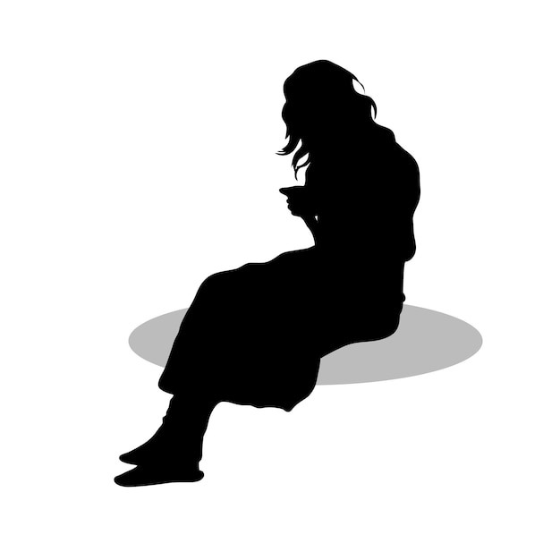 Silhouette D'une Fille Assise