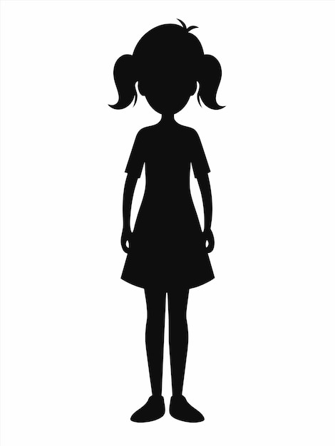 une silhouette d'une fille dans une robe et un chapeau